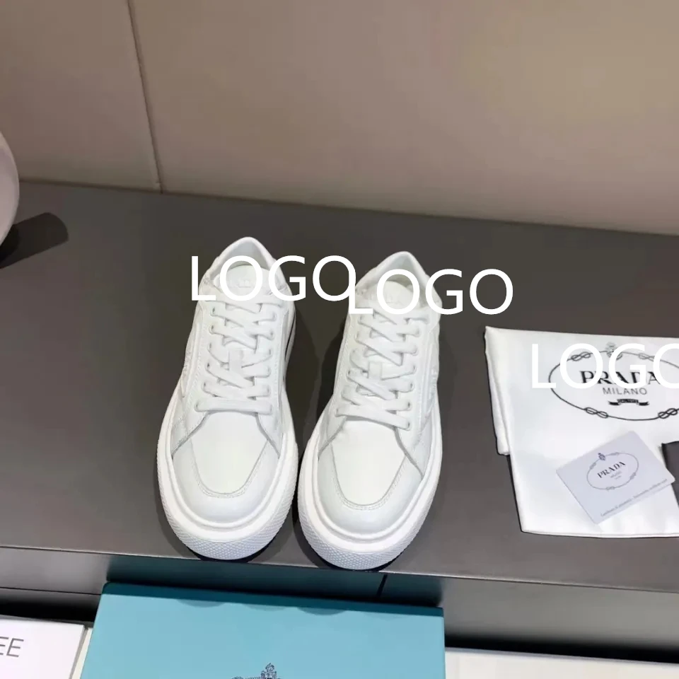 

High-end Thick-soled White Shoes Women 2021 New Triangle Standard Trifle Sports Casual Shoes Leather Increased Sneakers