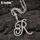 Ожерелье UWIN в стиле хип-хоп, кулон в виде букв в стиле хип-хоп с кубическим цирконием, Серебряное украшение для мужчин и женщин