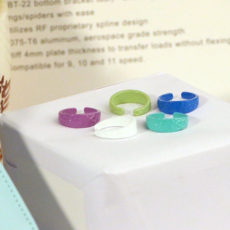 

2021 New Cute Fashion Ladies Irregular Macaron Opening Candy Ring Geometric Hand-Painted Party Ring Jewelry