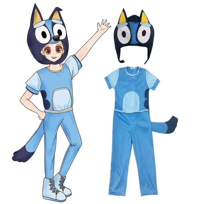 

Cartoon Dogs Bingo Bluey Cosplay Costume with Mask Boys Girls Bodysuit Halloween Fancy Jumpsuits