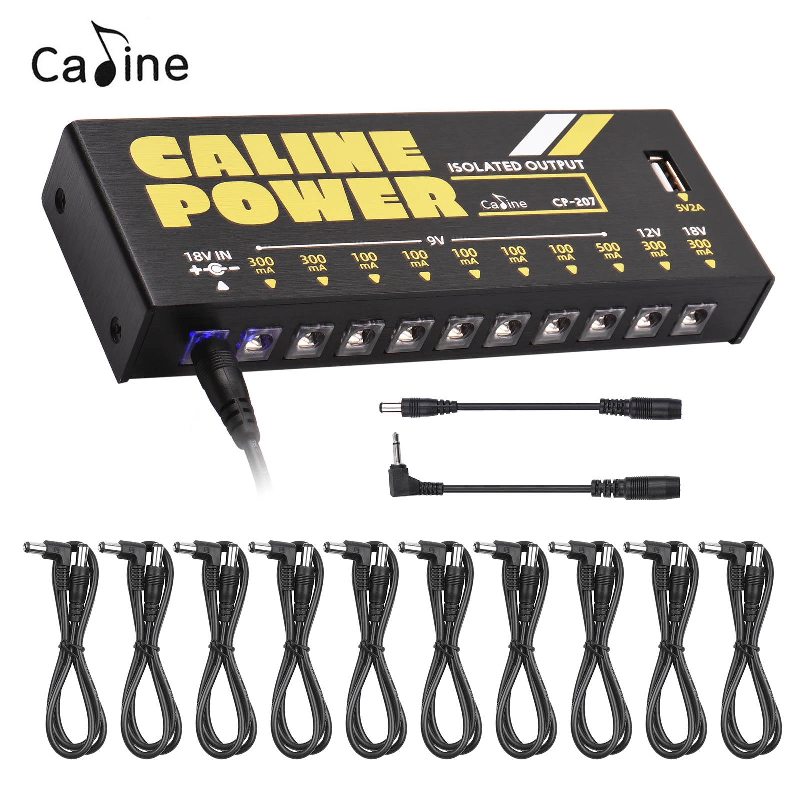 

Caline CP-207 Guitar Effect Power Supply Station 8 Isolated Output for 9V 12V 18V Effect Pedal with Power Cable Guitar Accessory