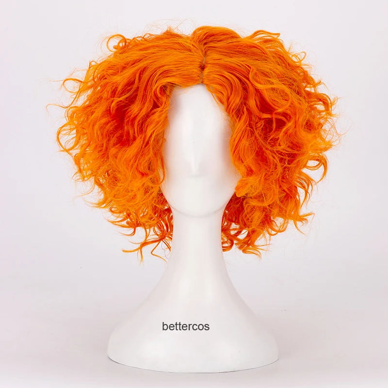 

Alicee Wonder Hatter Cosplay Wigs Tarrant Hightopp Orange Short Curly Heat Resistant Synthetic Hair Wig + Wig Cap