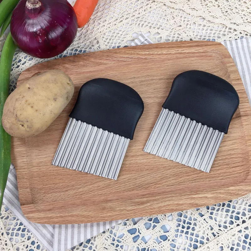 Stainless Steel Potato Chip Slicer Dough Vegetable Fruit Crinkle Wavy Knife Cutter Chopper French Fry Maker WB 054 | Дом и сад