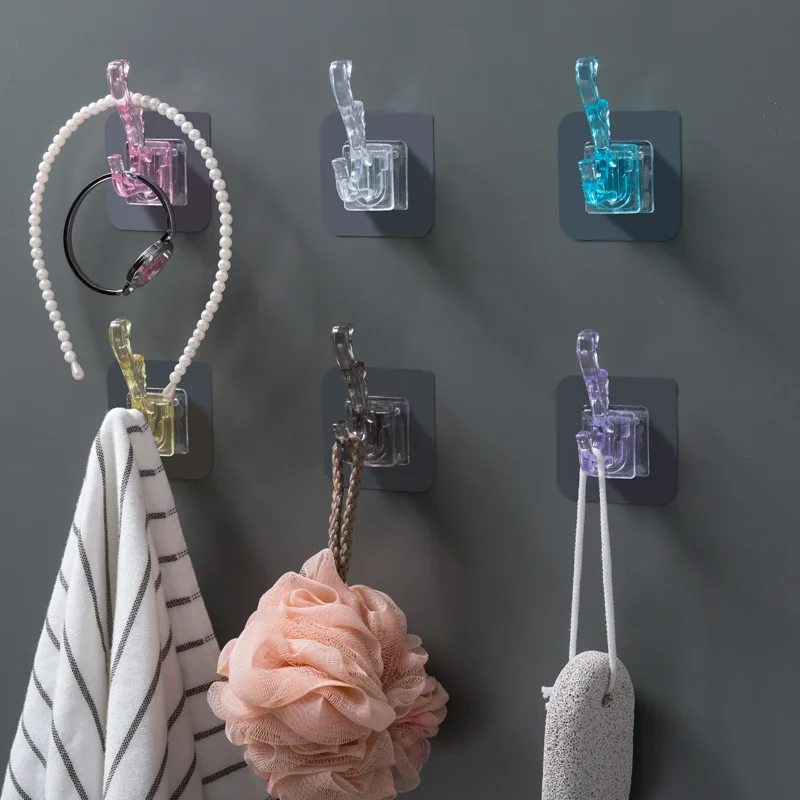 

Transparent Wall Hook Waterproof Punch-Free Self-Adhesive Door Hook Household Multifunction Kitchen Bathroom Powerful Coat Hook