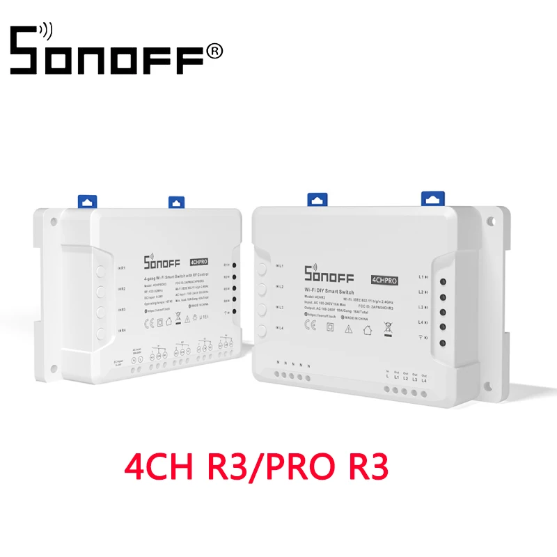 Умный выключатель SONOFF R3/ Pro R3 4-канальный с таймером для умного дома работает eWeLink