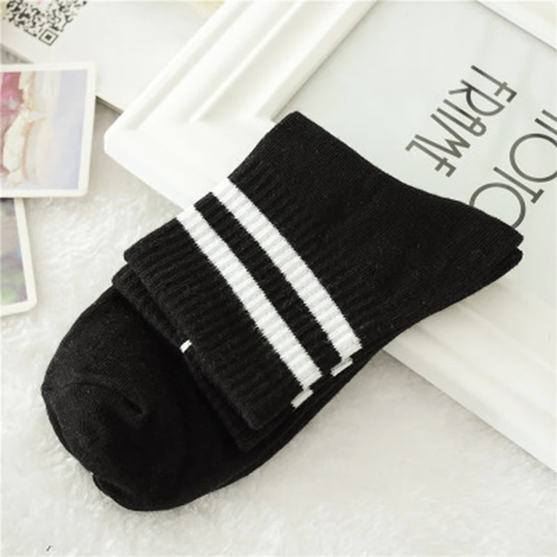 Хлопковые мужские повседневные носки плоские с двумя полосками модные