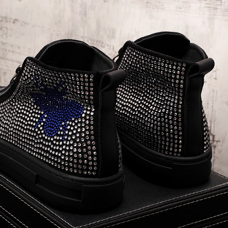 Роскошные дизайнерские новые мужские мокасины на молнии со стразами