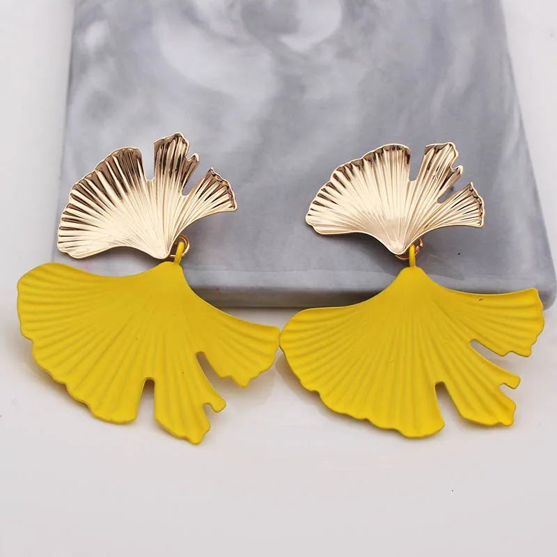 Висячие серьги Ginkgo biloba для Женщин Модные Винтажные разноцветные металлические в