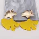 Висячие серьги Ginkgo biloba для Женщин, Модные Винтажные разноцветные металлические серьги в стиле ретро, модные ювелирные украшения