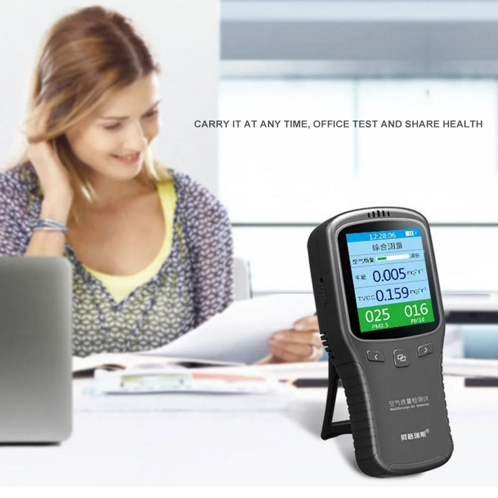 6 в 1 HCHO PM2.5 PM1.0 PM10 TVOC USB детектор качества воздуха газоанализатор с ЖК дисплеем