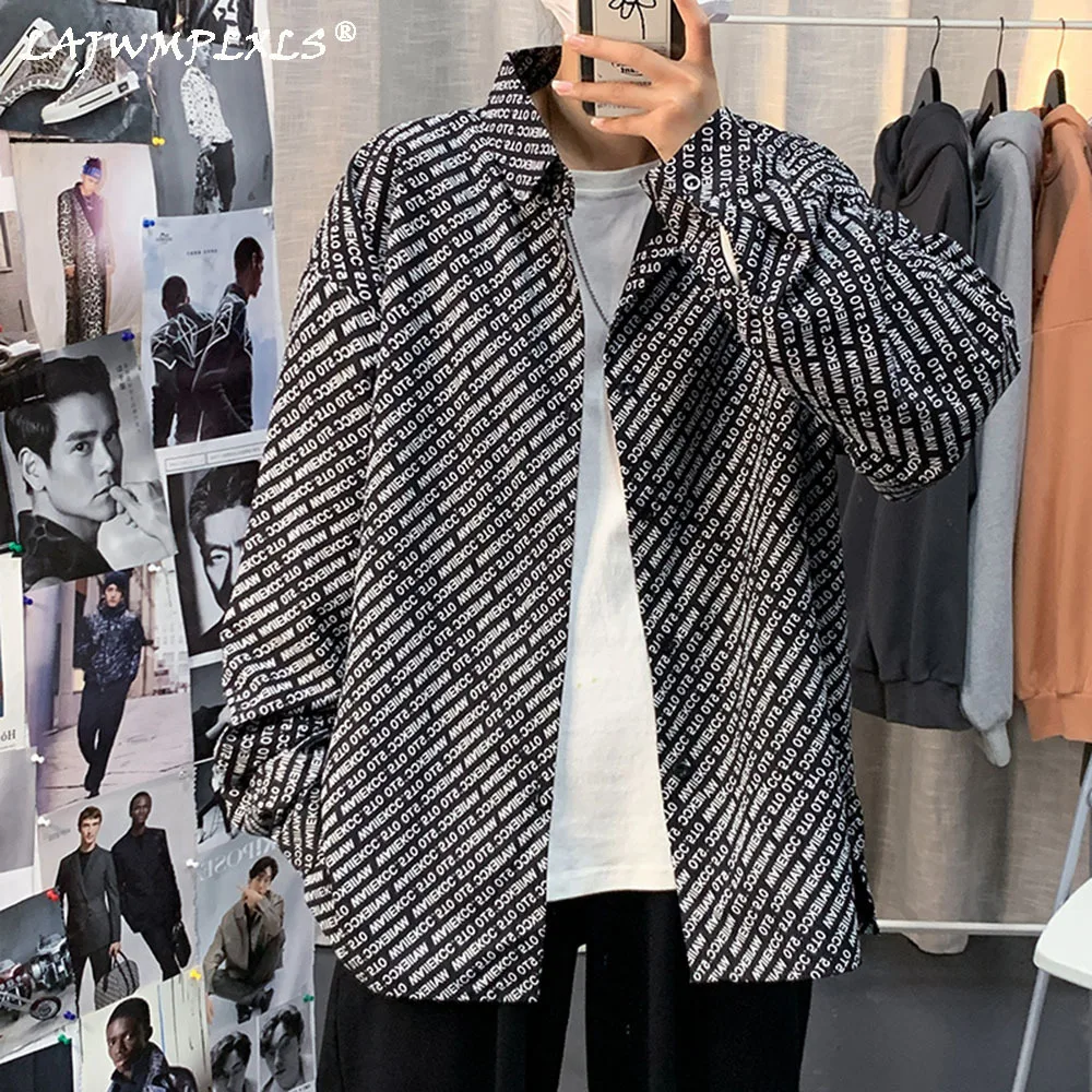 

Рубашка с буквенным принтом для мужчин и женщин, черная или белая рубашка из сплава, блузка оверсайз высокого качества, 2021