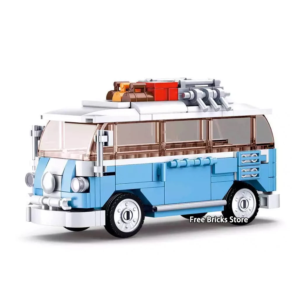 

Sluban B0707 Fit City Speed Blue Bus Set Cat Dolls Educational Building Blocks Toy for Children Boy Gift