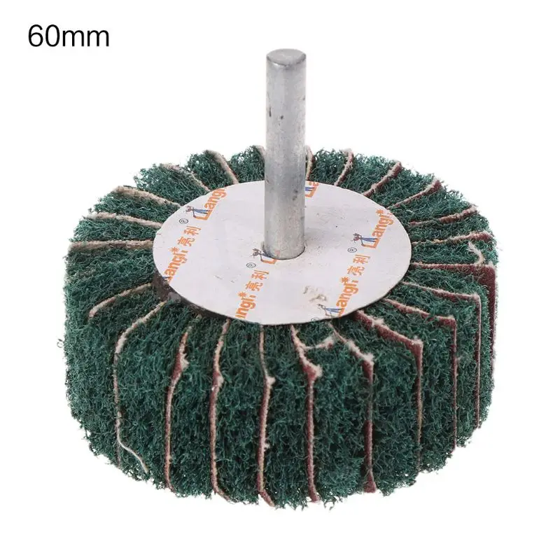 

1Pc 120Grit Scouring Cloth Impeller Grinding Sandpaper Flap Wheel Head 6mm Shank Mandrel for Rotary Polish Tool