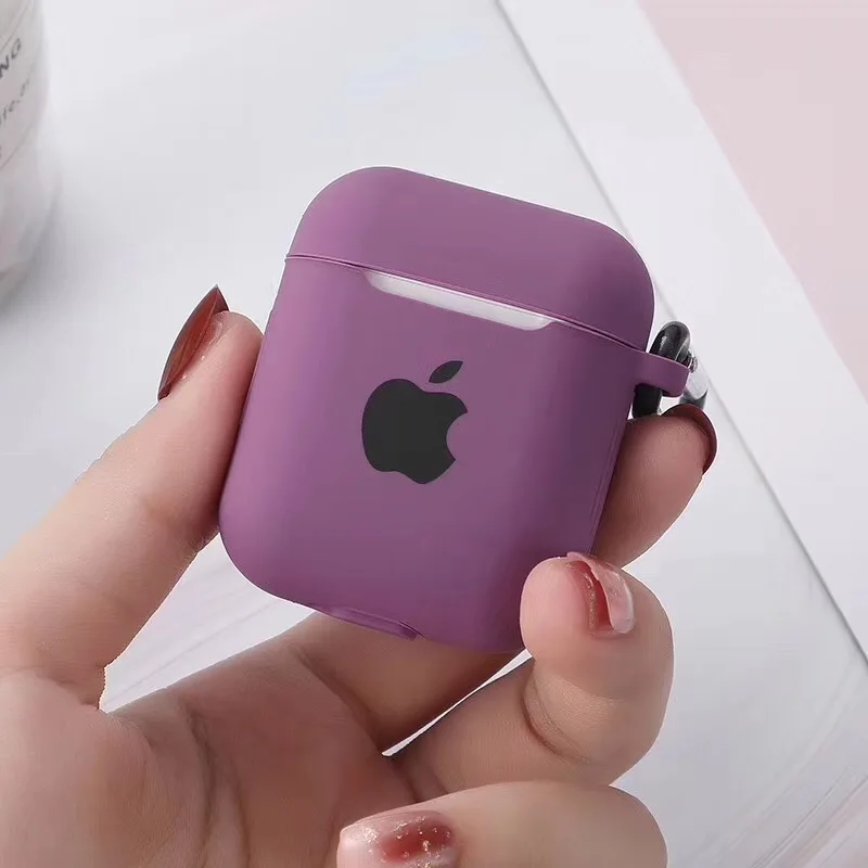 Чехол для Apple AirPods 2 1, чехол для наушников, аксессуары, мягкий чехол с милым логотипом, яркий цвет, чехол с крючками