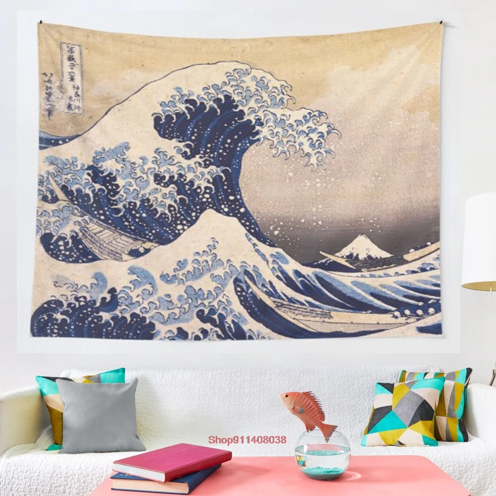 

Гобелен с изображением Великой волны из канагава, гобелен в стиле хиппи, настенный подвесной гобелен для гостиной, спальни, домашнего декор...