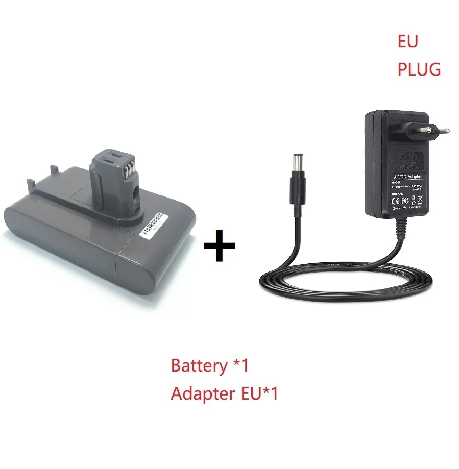 Запасная литий-ионная батарея для Dyson DC31 DC34 DC35 22,2 V 3000mAh пылесос с плоским углом Подходит для типа B адаптер зарядное устройство - Цвет: battery W adapter EU
