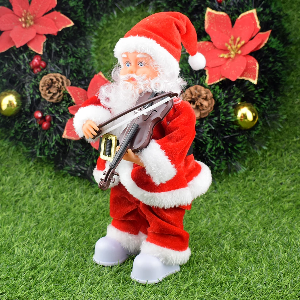 

Christmas Decorations Electric play violin Santa Claus with music Small Doll CHILDREN'S Toy Christmas Gift