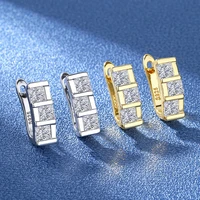 british exquisite square zirconium stone double button earrings charm womens earrings best friend birthday party jewelry gift