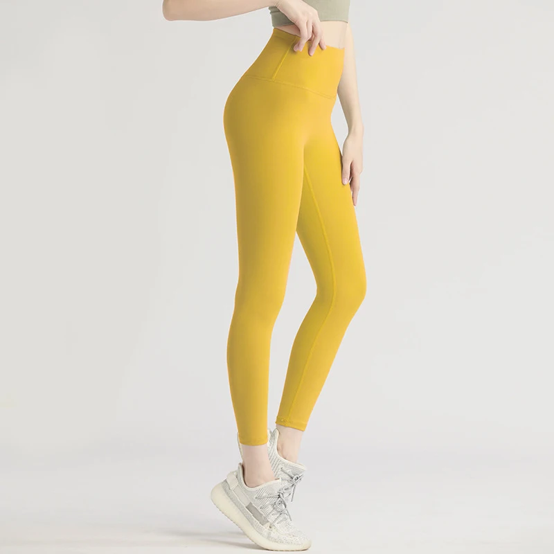 Seamless Sexy Yoga Pants Stretch Women Fitness Pants High Waist Breathable Solid Color Sports Tights Running Pants