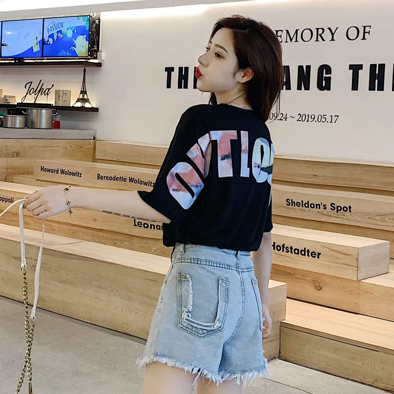 

POUNGDUDU 2021 Summer Women Jeans For Girl Denim Women's Shorts Pants Female High-Waisted Irregular Loose Casual All Match