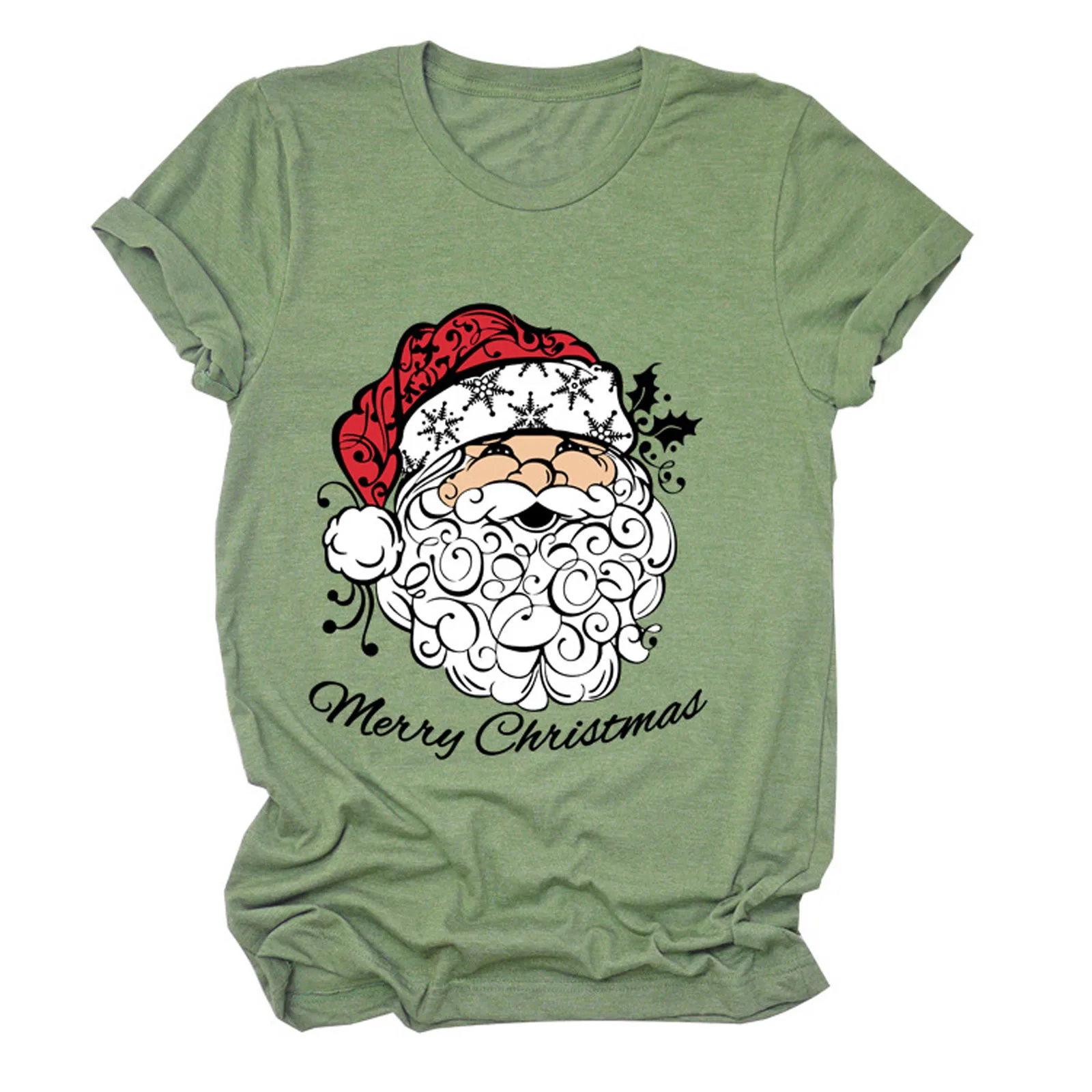 

Christmas Santa Claus Printed Letter O-neck Short Sleeves Shirt Tops T-shirt Ladies Print T-shirt Camiseta Estampada
