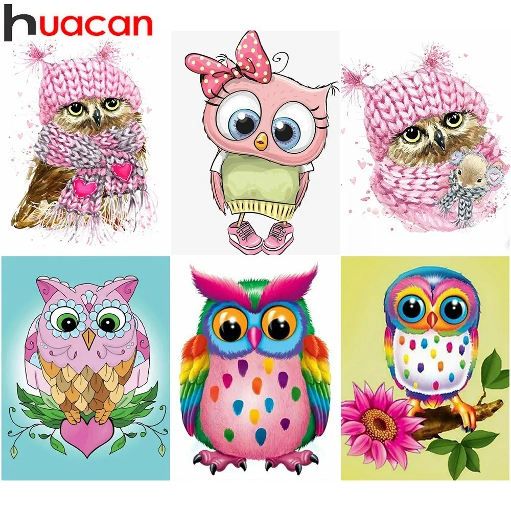 HUACAN 5d DIY алмазная живопись мультфильм полный квадрат дрель Алмазная вышивка сова