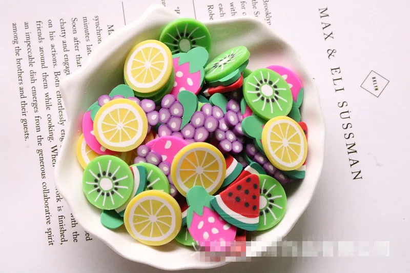 Mix 20 шт Лизуны в виде фруктов ломтик для слизи DIY декоративные шпильки для волос - Цвет: Mix