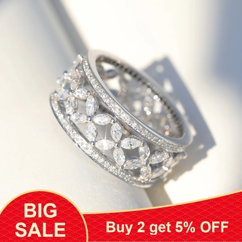 Женское романтическое кольцо с цветком обручальное из стерлингового серебра 925