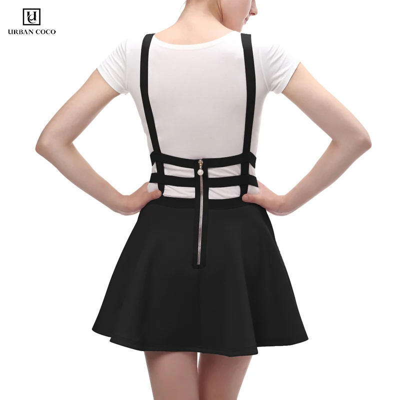 Женская однотонная плиссированная короткая юбка на подтяжках с эластичной