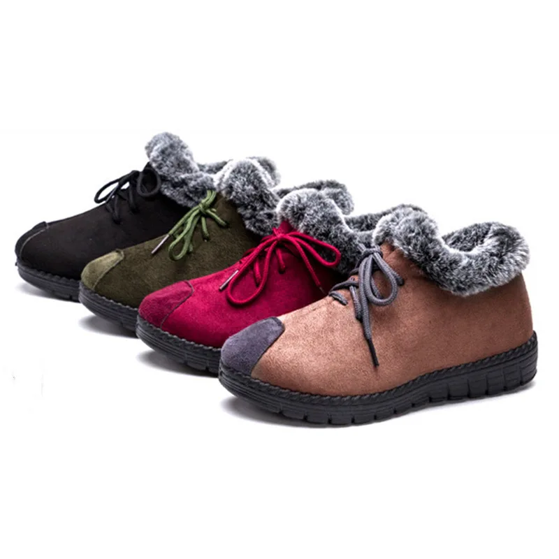 Новые женские зимние сапоги для студенток теплые короткие на плоской подошве