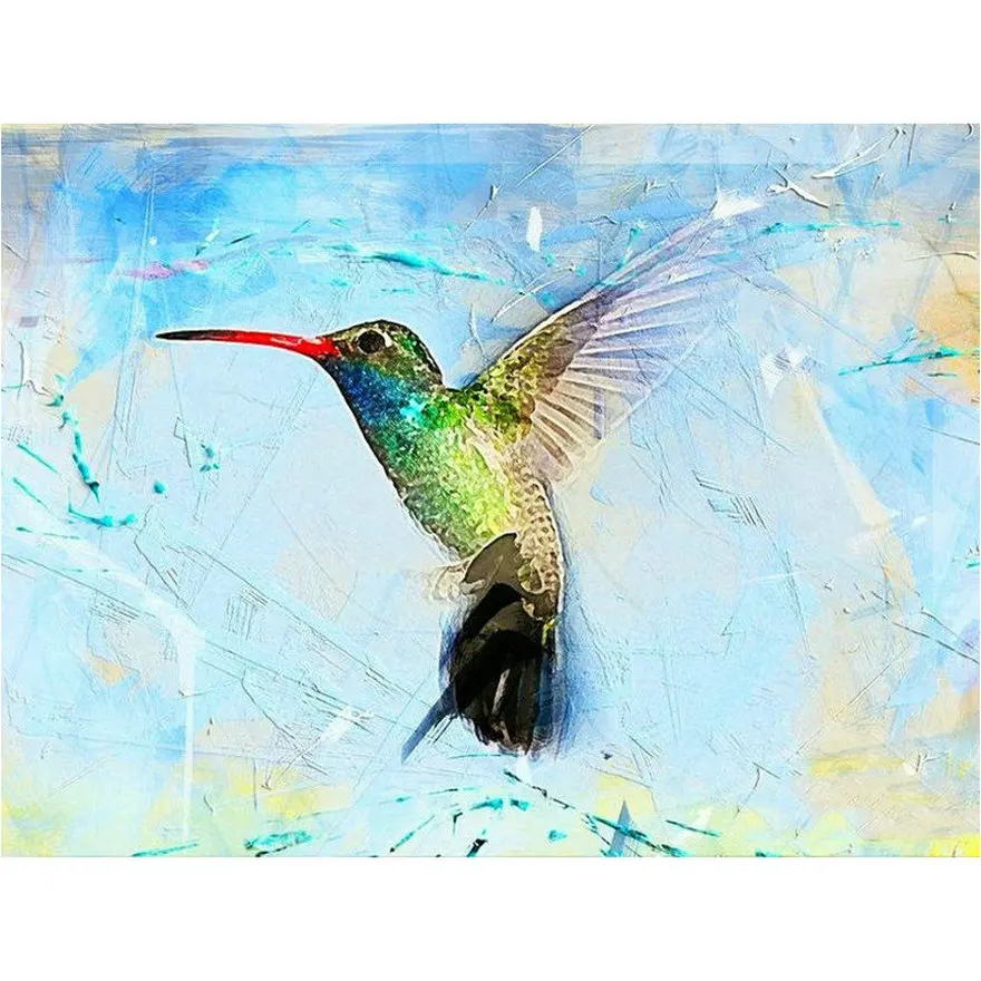 Картина Колибри акварель полностью Квадратный бриллиант 5d алмазная вышивка
