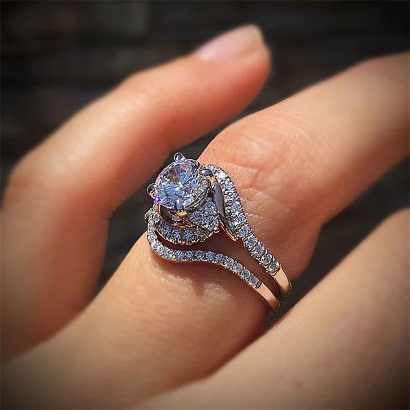 Huitan Романтический наборы свадебных ювелирных изделий для женщин кольцо на палец