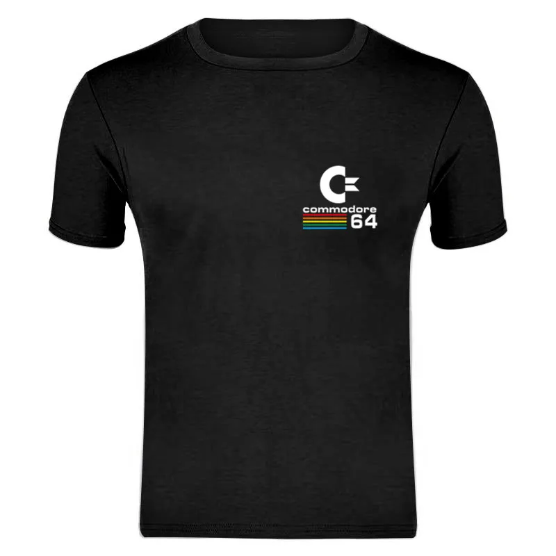 Новинка лета, коммодор, 64 футболки, C64, Ретро стиль, 8 бит, ультра крутой дизайн, футболки, мужская одежда с коротким рукавом - Цвет: black