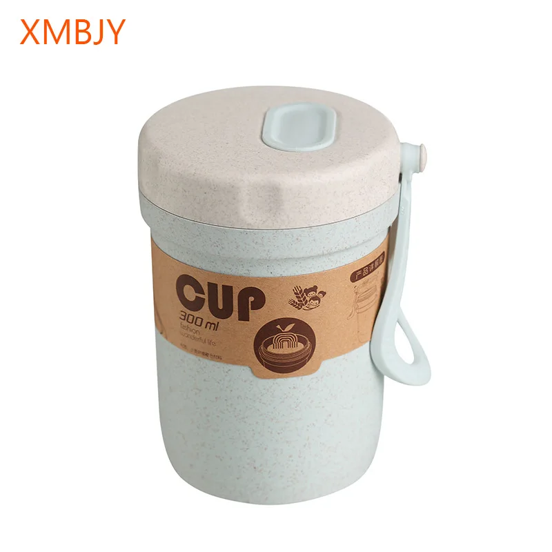 Герметичная чашка для супа из пшеничной соломы 300 мл с крышкой вода завтрак