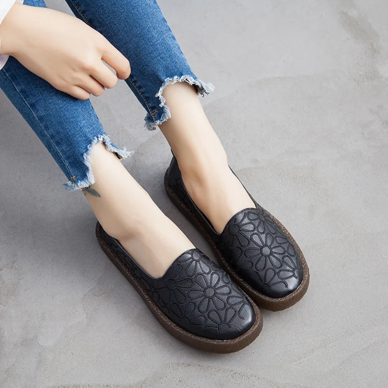 YLQP/женская модная обувь из натуральной кожи на плоской подошве Сезон весна