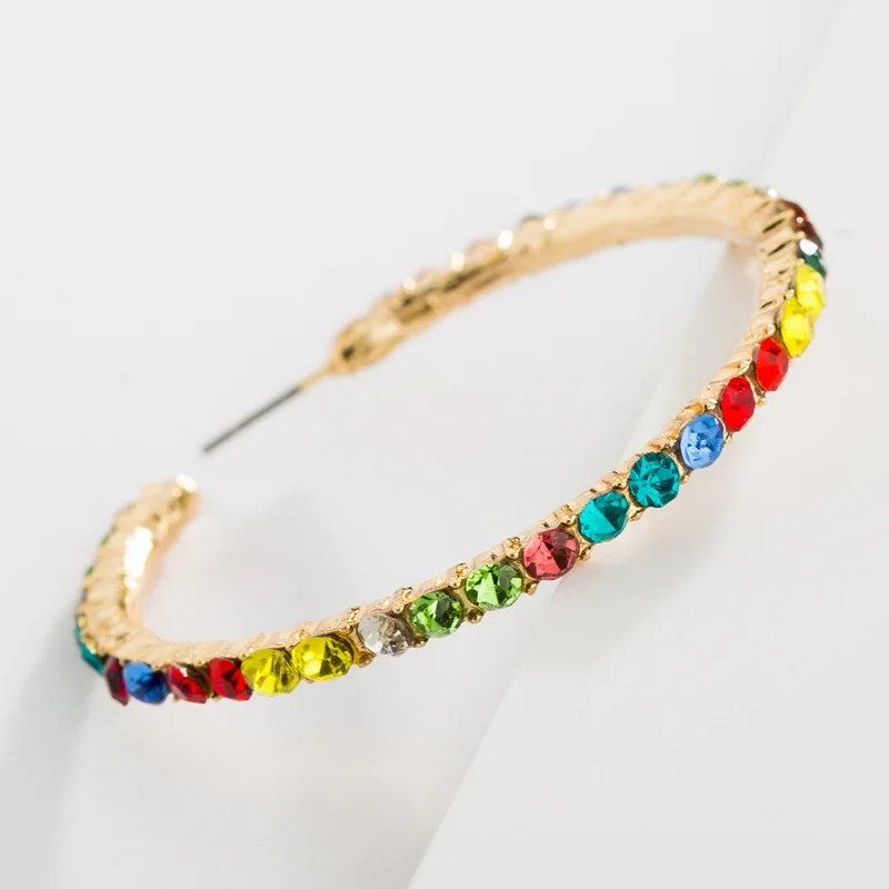 Большие круглые серьги из горного хрусталя 2 цвета массивные геометрические для