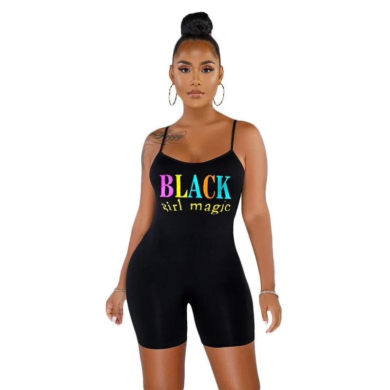 

Jumpsuit Women Playsuit Sexy Bodycon Spaghetti Straps Printing Letter Leisure Homewear Backless Siamese Pants Catsuit Wholesale
