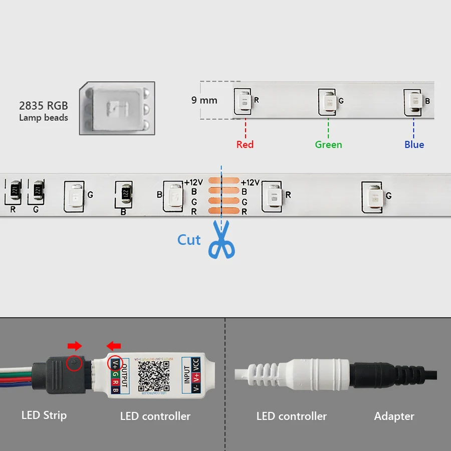 5 м SMD 2835 Светодиодная лента Bluetooth RGB светильник та 12 В постоянного тока не