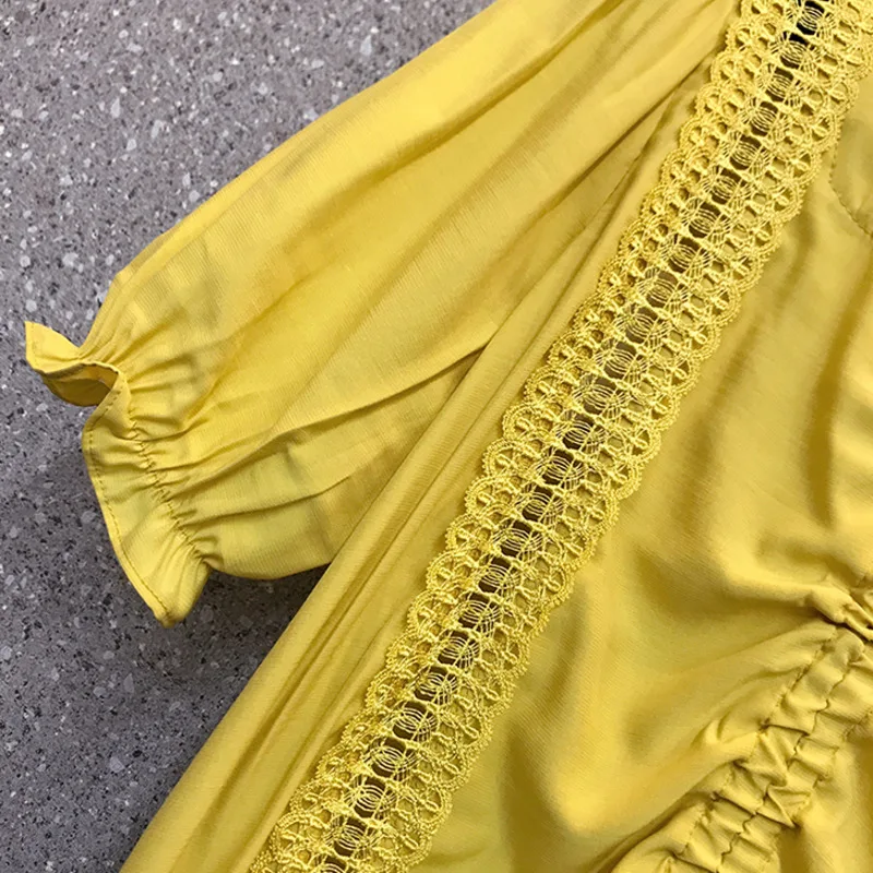

Nkandby Summer Plus Size Women Blouse Fashion Lace Trim Short Sleeve Shirring Shirt Ruffles Korean Hollow Out Lady Top Oversize
