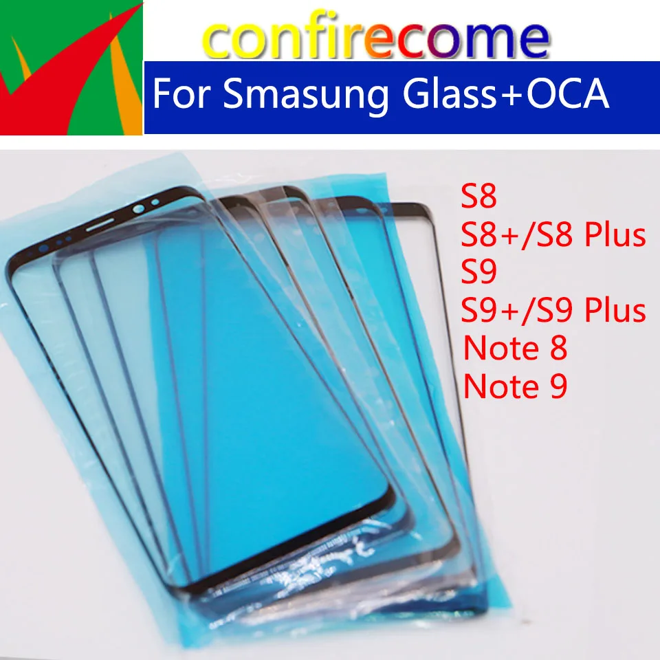 

5Pcs\Lot For Samsung S8 S9 Plus S8+ S9+ Note 8 Note 9 Touch Screen Front Panel LCD Outer Lens Note8 Note9 Front Glass OCA Glue
