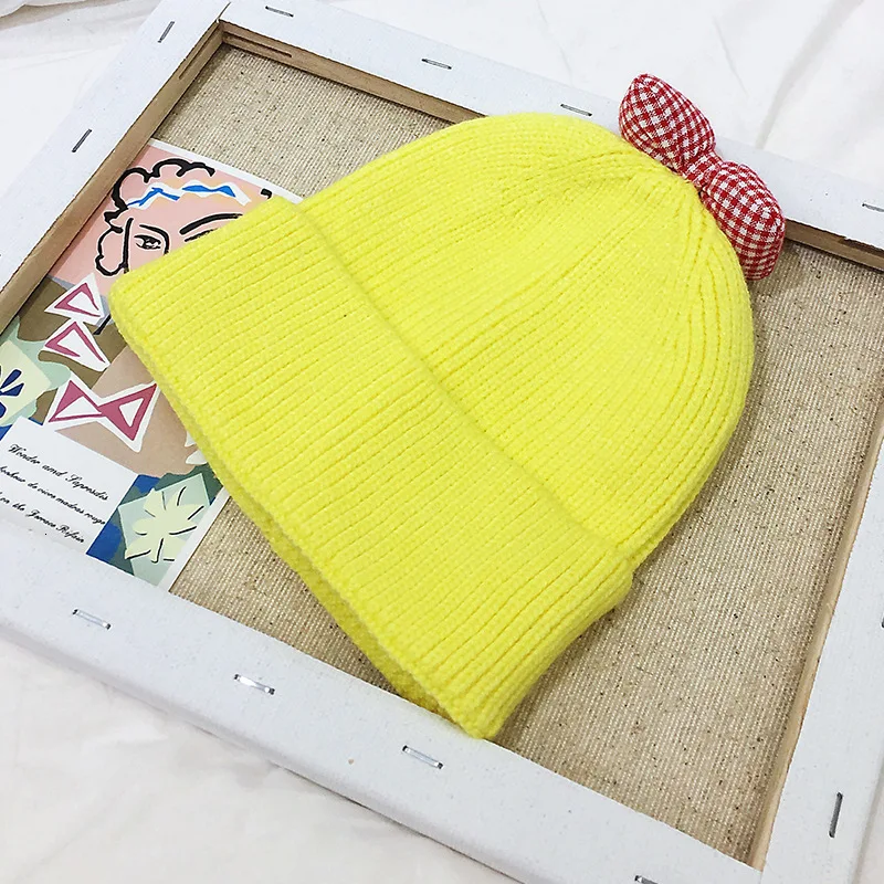 

NEW FASHION 2020 CANDY COLOR Children Hats Bow Hat Baby Knitting Hat Candy Color Wool Hat CAPS