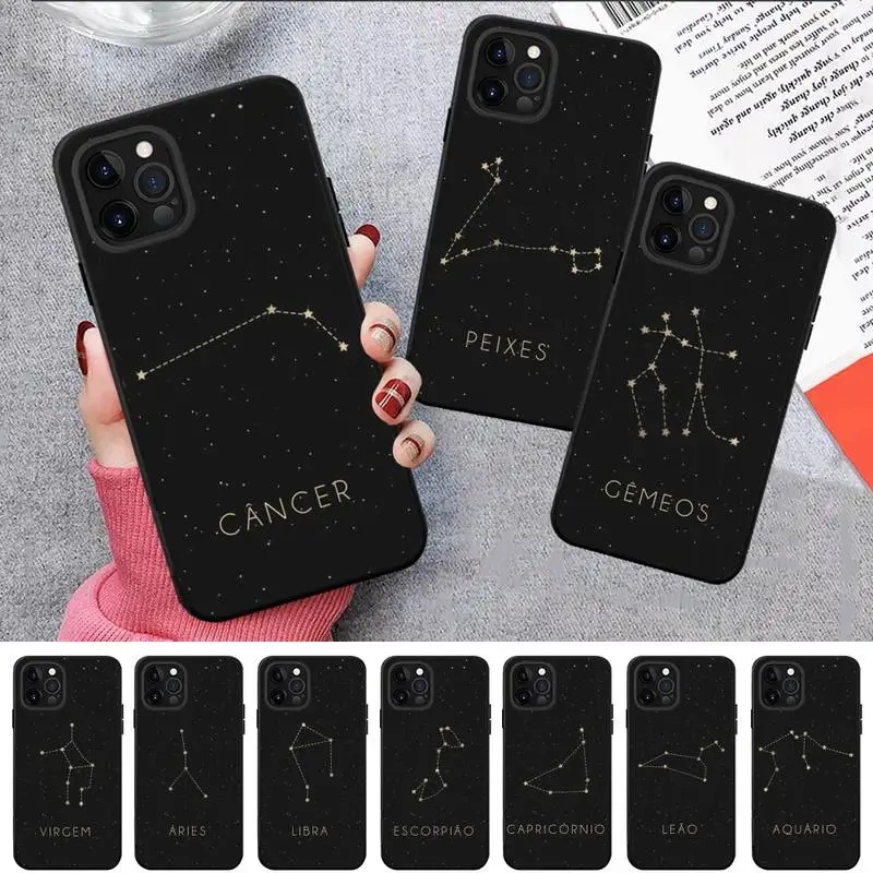

12 constellations zodiac Phone Case For iPhone 13 11 8 7 6 6S Plus X XS MAX 5 5S SE 2020 XR 11 pro DIY Funda