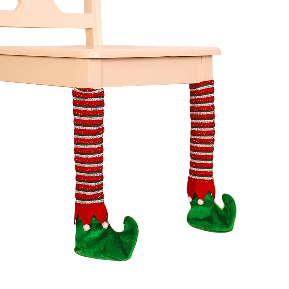 Рождественские Чехлы для ножек стула милый удобный дизайн Elf носки защита пола