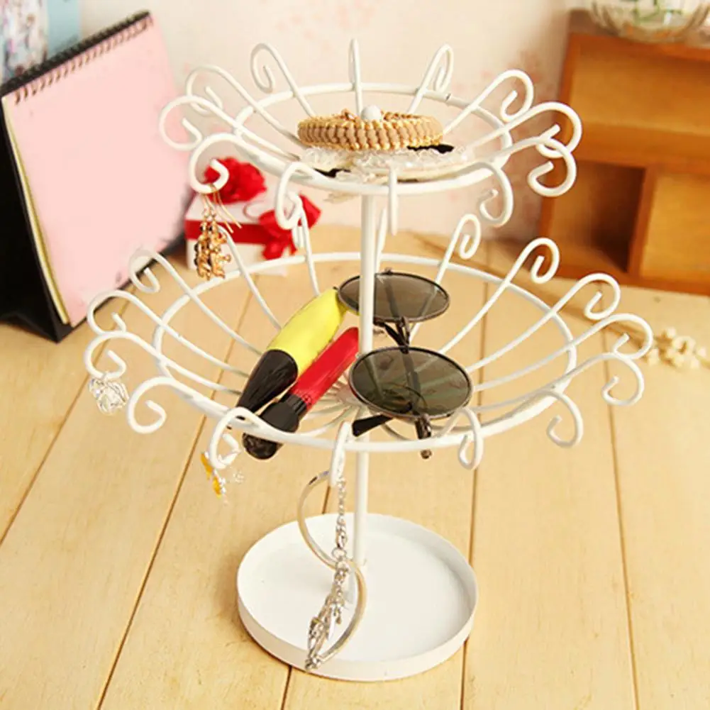 Вращающийся 2 уровневый органайзер для браслетов и ожерелий подставка ювелирных