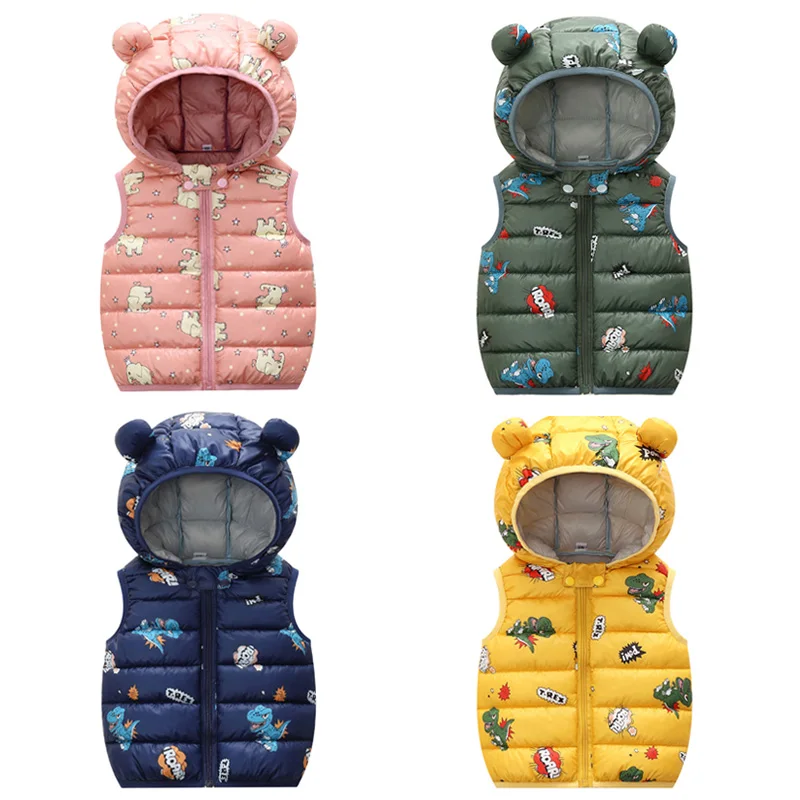 Жилетки для девочек Одежда маленьких на зиму с мультипликационным принтом