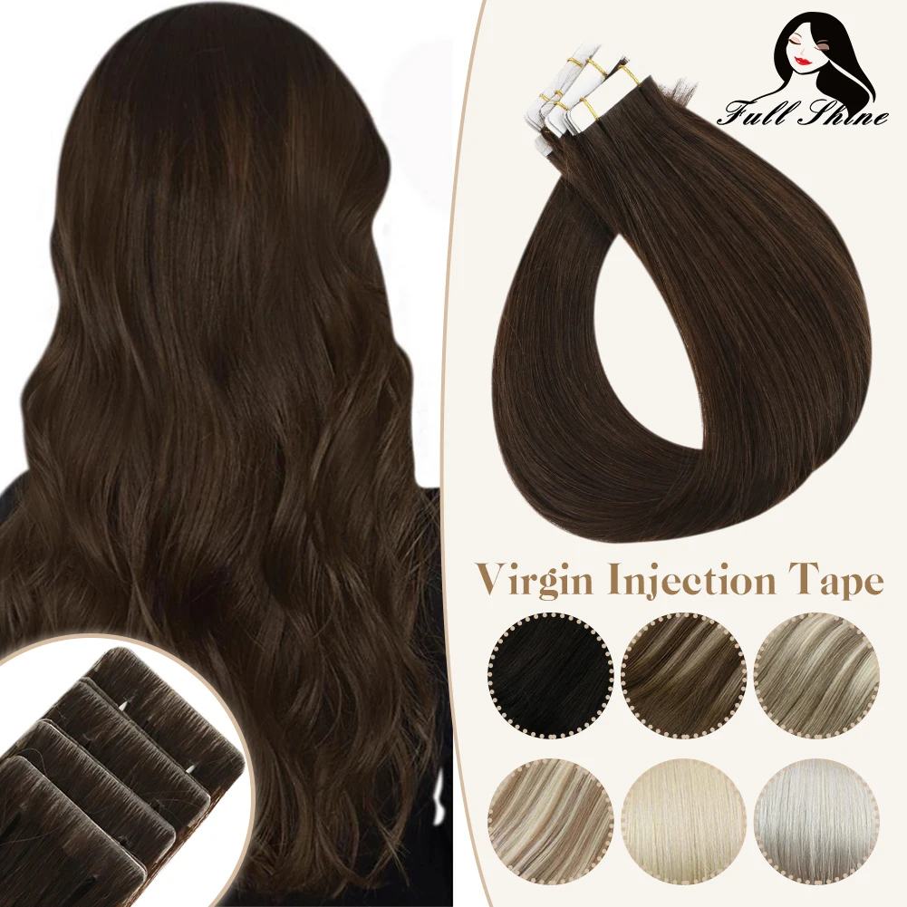 Full Shine Virgin Seamless Injection Human Hair Extensions Hand Tied Tape In Adhesives PU Skin Weft Blonde Color Invisible