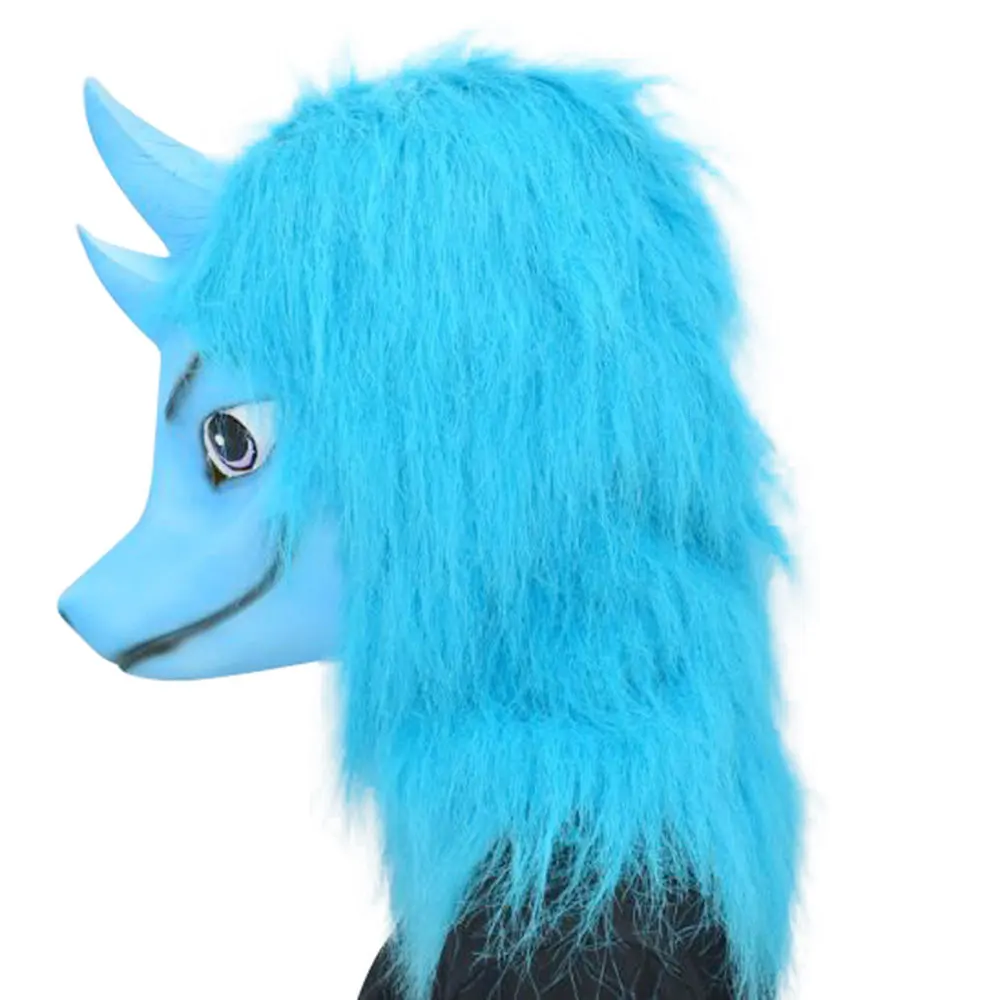 2021 Аниме-фильм Raya и Последний Дракон Костюм Сису Головной убор из латекса Голубой парик для взрослых на Хэллоуин, карнавал, косплей, вечеринку.