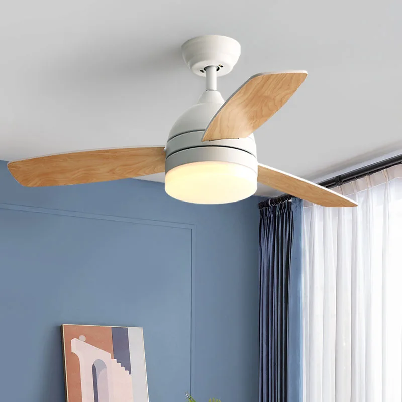 

Nordic Ceiling Fan Light Simple Modern Bedroom Dining Room Living Room Study Room Tea Room Solid Wood Remote Control Fan Light
