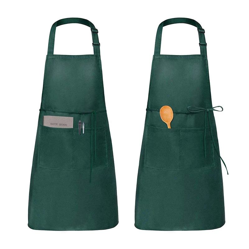 2 шт женские мужские фартуки с карманами прочные для ресторанов поваров кухня