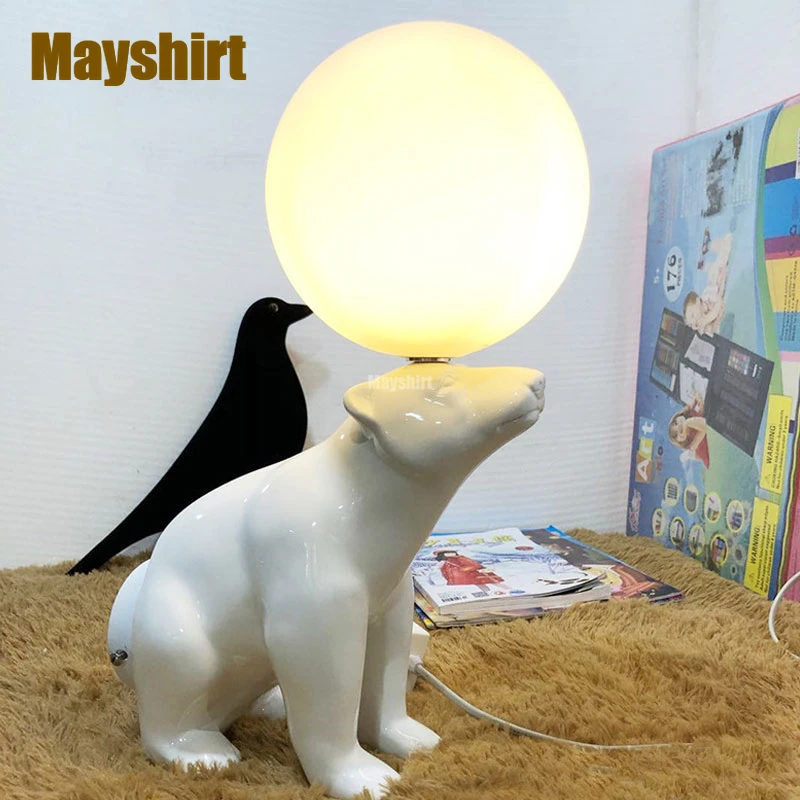 

Nordic Polar Bear Ceramic LED Table Lamps for Bedroom Modern Living Room Art Deco Cute Desk Lamps Children's Room Light Fixtures